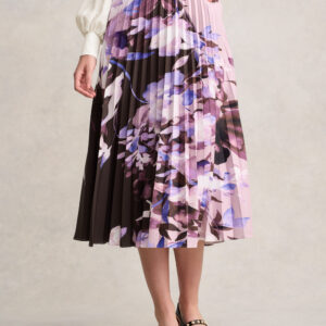 Pleated Midi Skirt - Floral Print